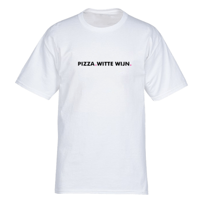 pizza witte wijn t shirt wit