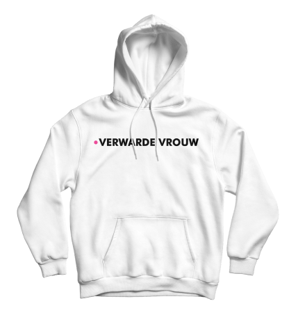 verwarde vrouw wit hoodie